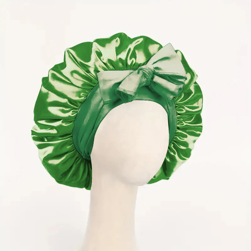 Satin Bonnet Silk Bonnet Adjustable Bonne For Sleeping Hair Bonnet With Tie Band Bonnets For Women Men - Curl and Collar