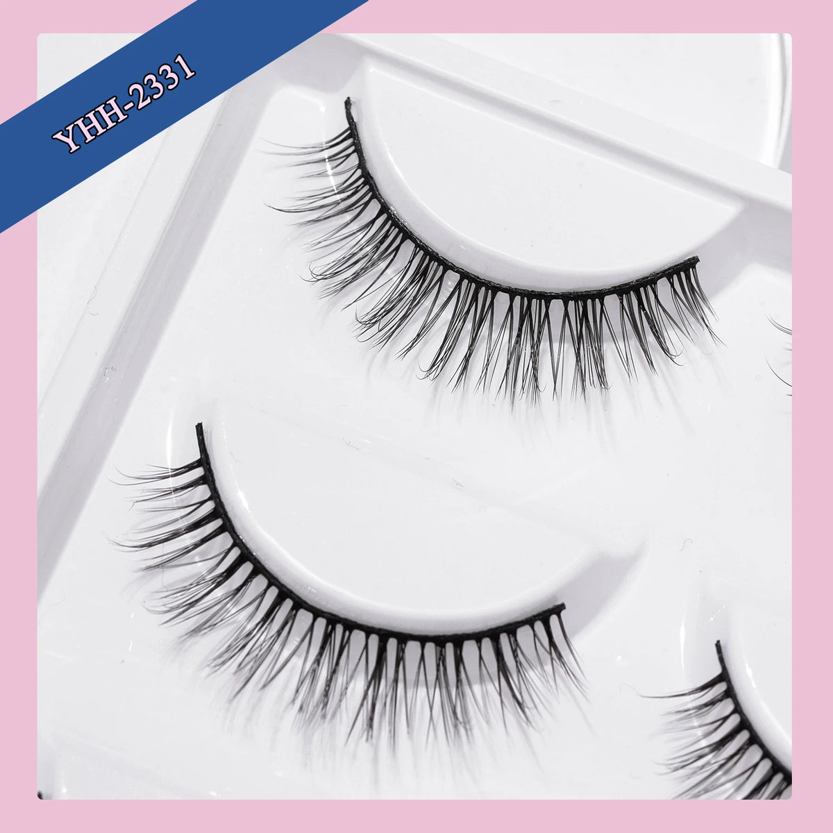 5 pair natural slender cross black terrier false eyelashes suitable for daily work date - Curl and Collar