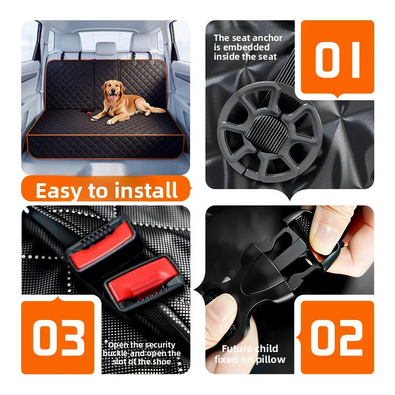 Pet Car Seat Isolation Mat Dog Travel Special Cushion Anti Dirty Waterproof Rear Back Seat Cover for Pets Car Accessories - Curl and Collar