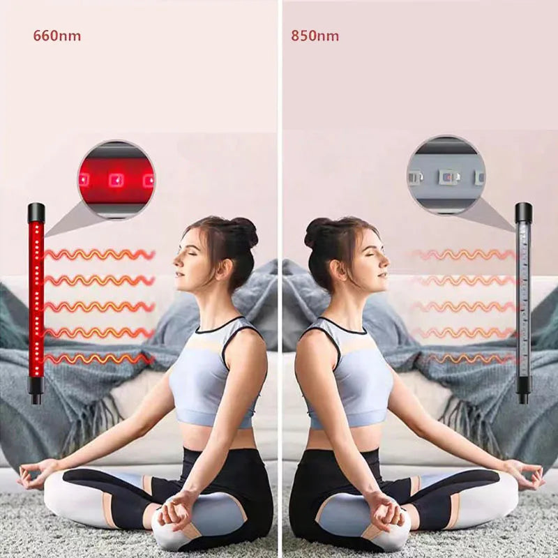 Led Red Light Lamp, Floor-Standing Tripod 660Nm/850Nm, USB with Timer and Dimming Function, Home Exercise Yoga Lamp, Pet Care. - Curl and Collar