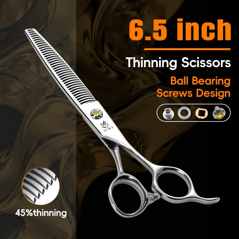 Fenice High-grade JP440C Alloy Steel 7.0/7.5 inch Pet Grooming Scissors Dog Hair Cutting Shears Tool for Pet Groomer Beautician - Curl and Collar