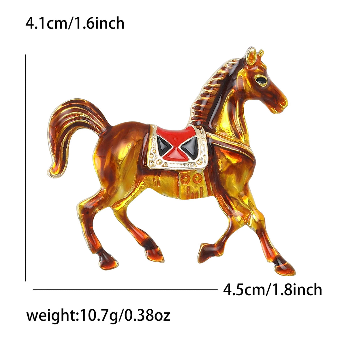 Classic Rhinestone Horse Brooches for Women Enamel Zodiac Animal Pins Office Party Friend New Year Gifts Jewelry Accessories - Curl and Collar