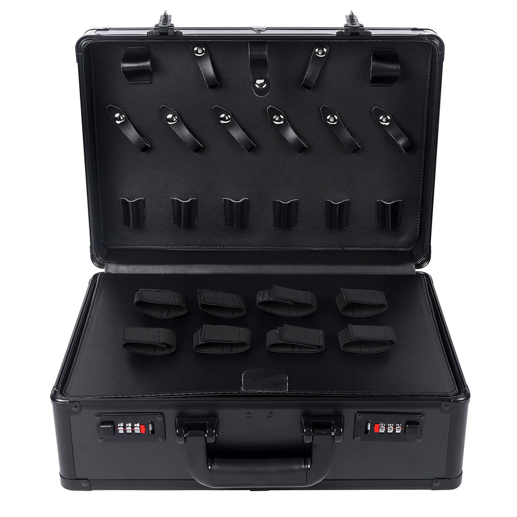 Portable Hairdressing Toolbox with Password Lock, Stylist Storage Case for 8 Scissors 4 Trimmers Combs, Beauty Tool Organizer Box - Curl and Collar