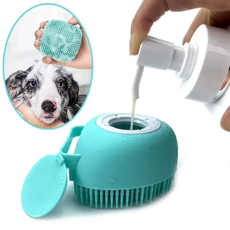 Bathroom Puppy Big Dog Cat Bath Massage Gloves Brush Soft Safety Silicone Pet Accessories for Dogs Cats Tools Mascotas Products - Curl and Collar