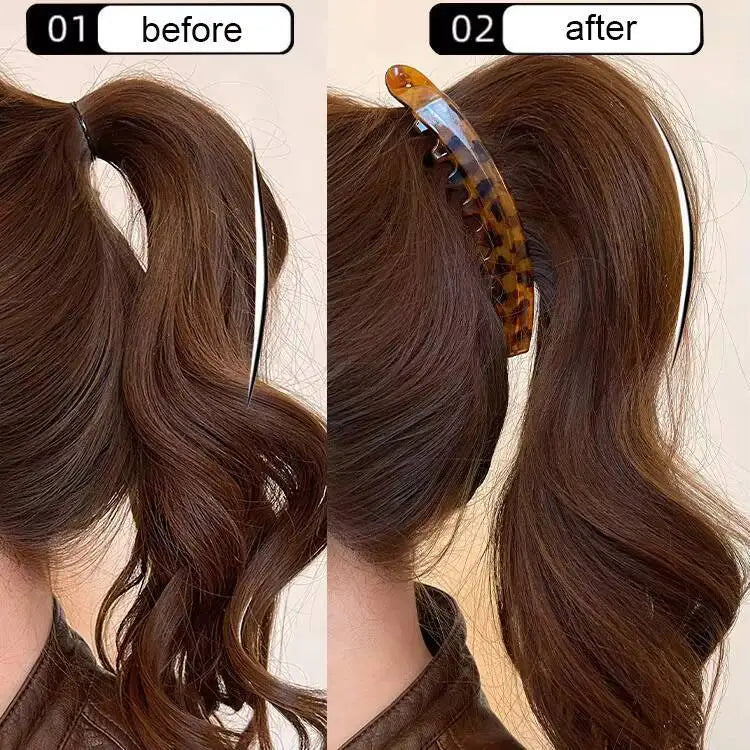 Tortoiseshell Banana Hair Clip Fish Shaped Hairpin For Women Hair Accessories Hairgrips Twist Clamp Ponytail Barrettes Headwear - Curl and Collar