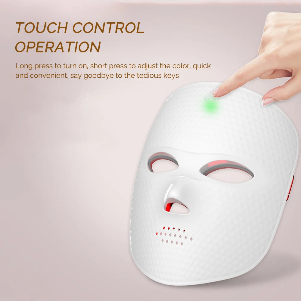 Wireless LED Mask 7 Color LED Face Mask Photon Skin Firming Anti Aging Rejuvenation Beauty Mask Machine - Curl and Collar