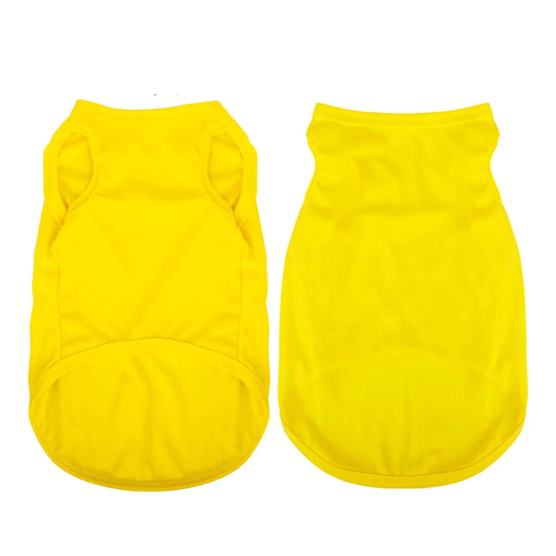 XS-XXL Summer Pure Cotton Puppy Blank Dog Shirt Clothes Soft Plain Doggy Vest Cat Bottoming T Shirts for Small Medium Large Dogs - Curl and Collar