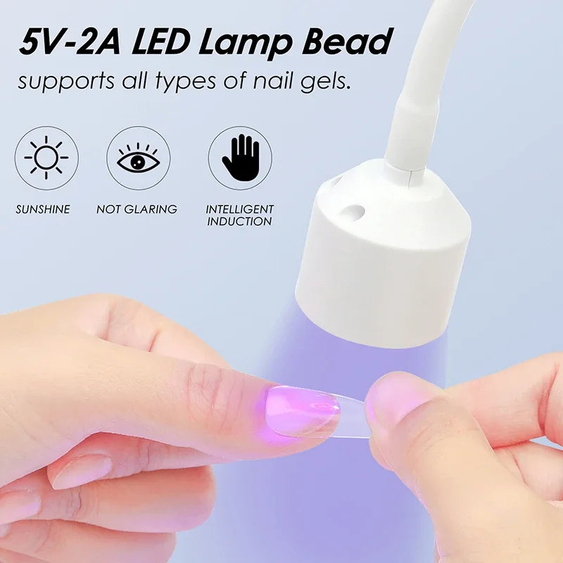 Mini Nail Dryer UV LED Nail Lamp Foldable USB Curing Lights Desk Lamp For Nail Gel Polish Quick Dry Nail Art Dryer Manicure Tool - Curl and Collar