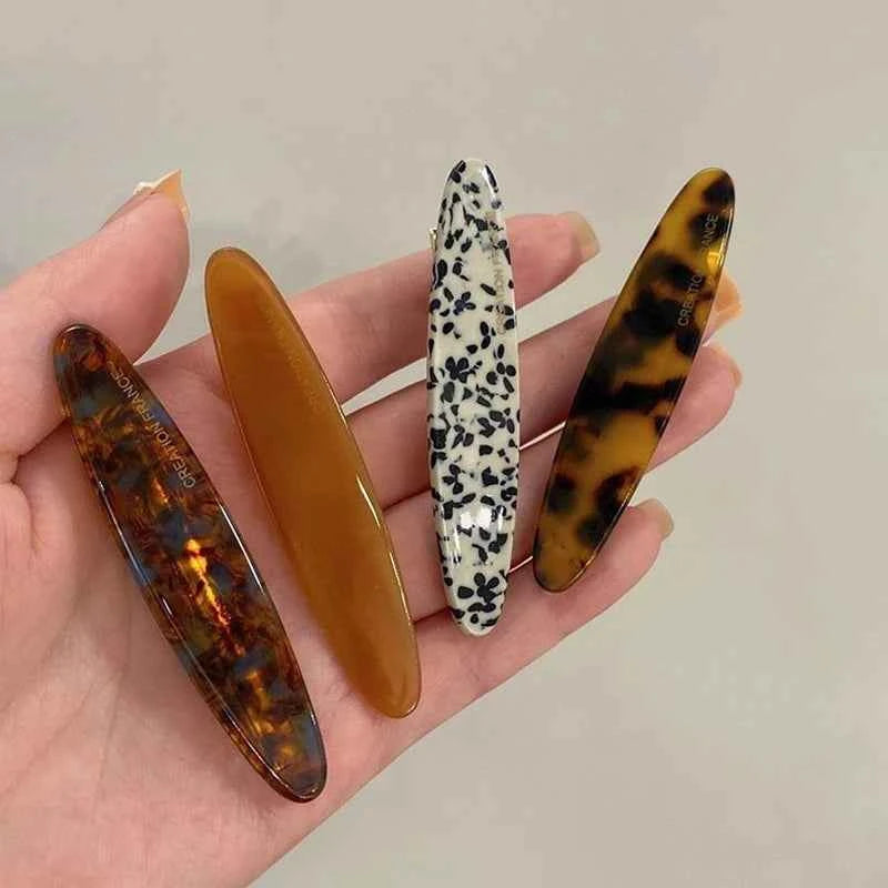 2 Pcs New Simple Acetate Fiber Hairpins,women Oval Geometric Side Clips, Colorful Duckbill Clips, One-word Clip Hair Accessories