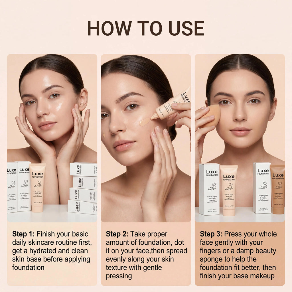 SPF 50 Color Changing Foundation Self Adjusting Adapt Skin Tone Conceal Face Fine Flaws Natural Invisible Skin Pores Makeup Base - Curl and Collar