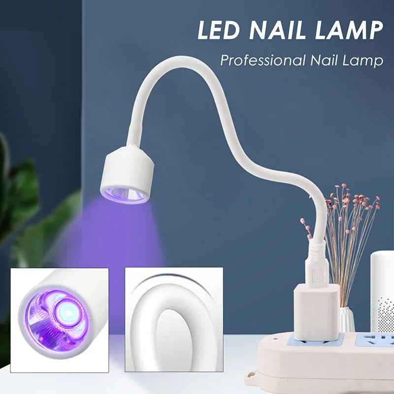 Mini Nail Dryer UV LED Nail Lamp Foldable USB Curing Lights Desk Lamp For Nail Gel Polish Quick Dry Nail Art Dryer Manicure Tool - Curl and Collar