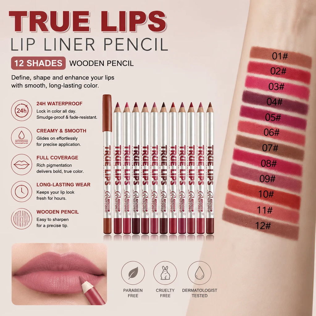 36Color Matte Lip Liner Pencil Set, Long Lasting Waterproof Smooth Lip Liners, Velvet Lip Pencils for Lips Makeup, Nude Red Brown Lip Liner Kit for Women Daily Party Cosmetics - Curl and Collar