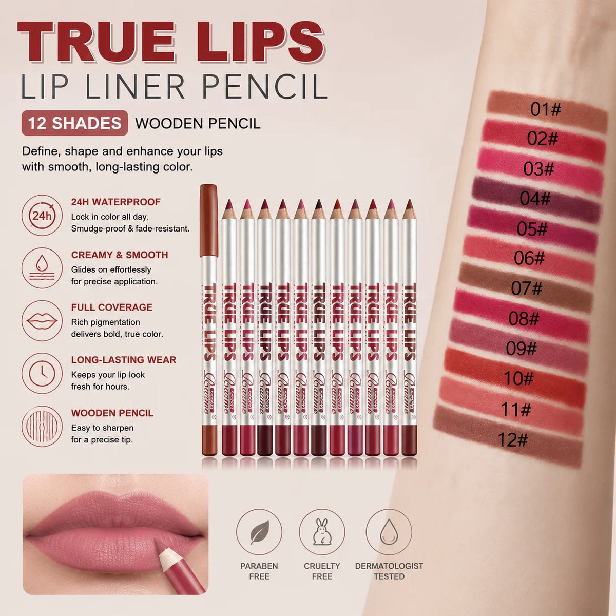 36Color Matte Lip Liner Pencil Set, Long Lasting Waterproof Smooth Lip Liners, Velvet Lip Pencils for Lips Makeup, Nude Red Brown Lip Liner Kit for Women Daily Party Cosmetics - Curl and Collar
