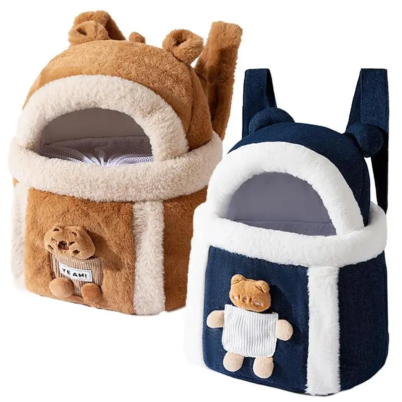 Pet Carrier Bag Cat Dogs Polyester sponge Backpack Outdoor Travel Walking Winter Warm Nest Kitten Puppy Hanging Chest Portable - Curl and Collar