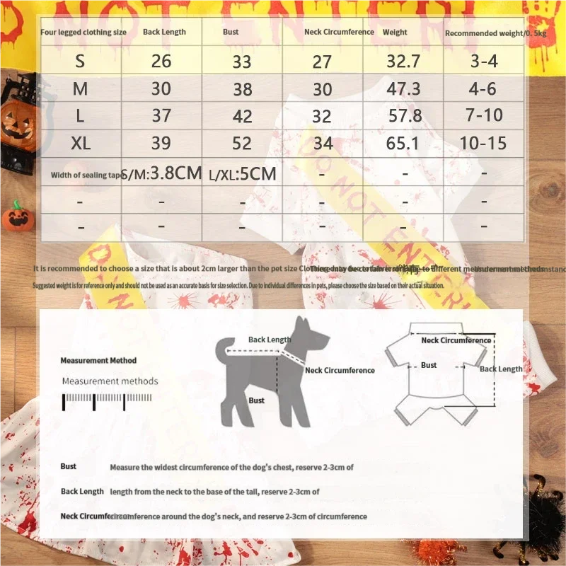 Halloween Pet Four Leg Dress Scary Blood Seal Pattern Dog Costume Holiday Party Cosplay Outfit - Curl and Collar