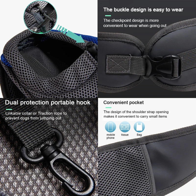 Pet Cat Dog Carrier Backpack Travel Tote Shoulder Bags Mesh Sling Carry Pack Pet Carrying Supplies Crossbody Shoulder Bag - Curl and Collar