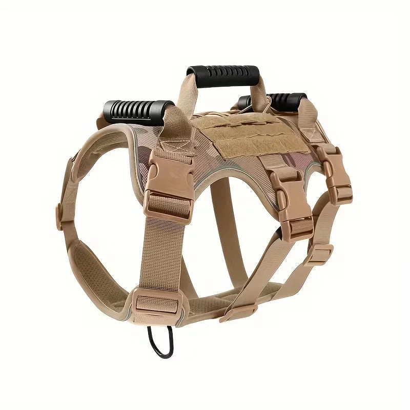 Reflective anti sprint dog harness, suitable for strong large dogs, no traction chest vest, suitable for strong dog breeds, large dog walking harness with combing brush set, luminous safety dog chest equipment, adjustable lar - Curl and Collar