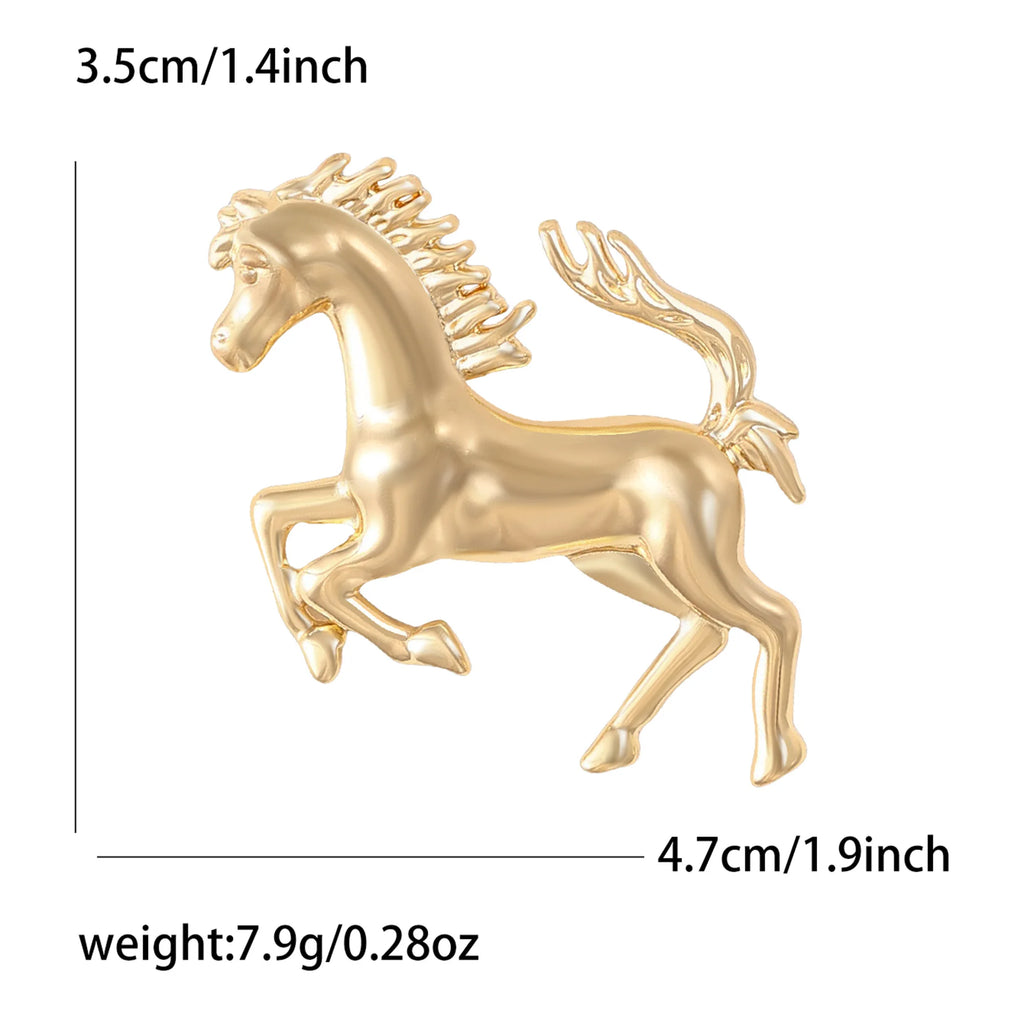 Classic Rhinestone Horse Brooches for Women Enamel Zodiac Animal Pins Office Party Friend New Year Gifts Jewelry Accessories - Curl and Collar