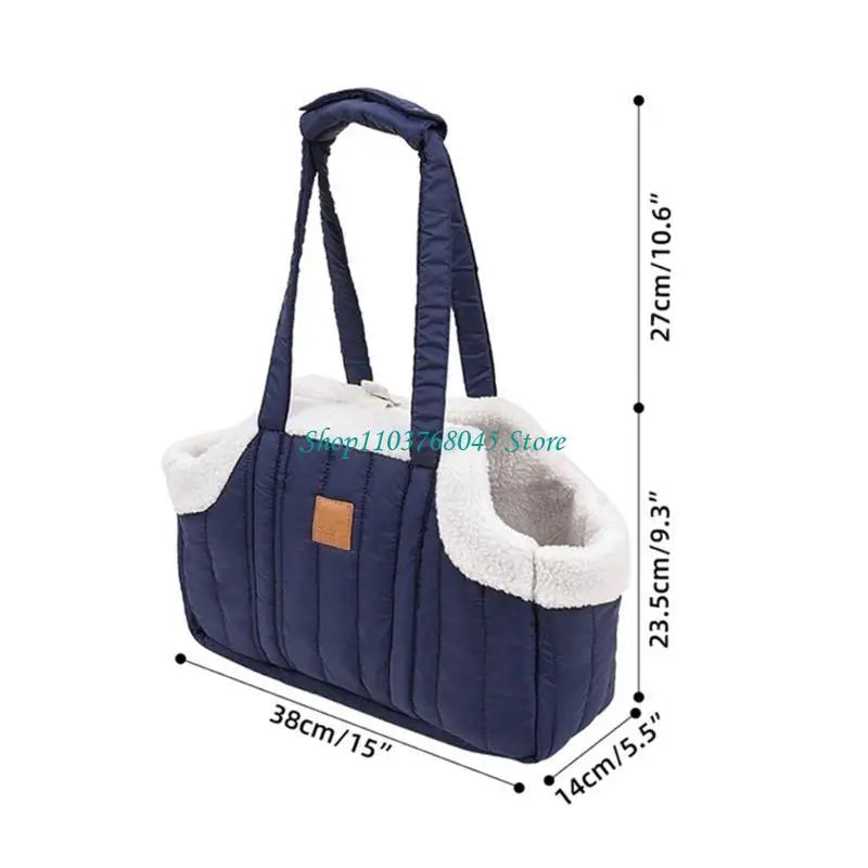 Pet Handbag Cats Carriers Bag Soft Big Capacity with Safety Strap Breathable Pet Carriers Sightseeing Bag - Curl and Collar