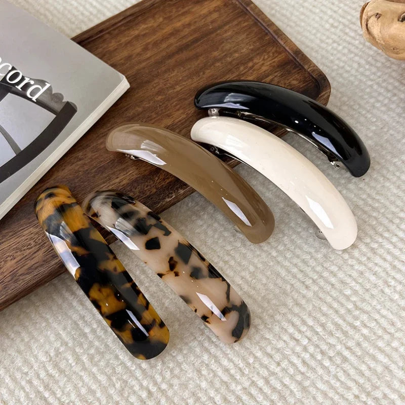 Retro Leopard Hairpins Spring Clip Colorful Acetate Hair Clips for Women Elegant Exquisite Barrettes Fashion Hair Accessories - Curl and Collar
