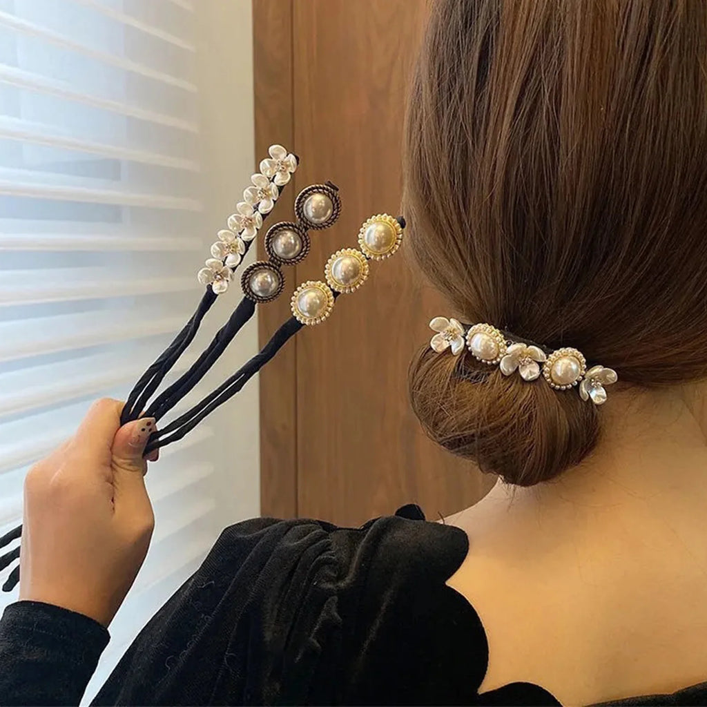 Sophisticated Hair Bun Maker Flower Donut Styling Tool for Elegant Wedding Party Updo DIY Hair Accessories Women's Gift - Curl and Collar