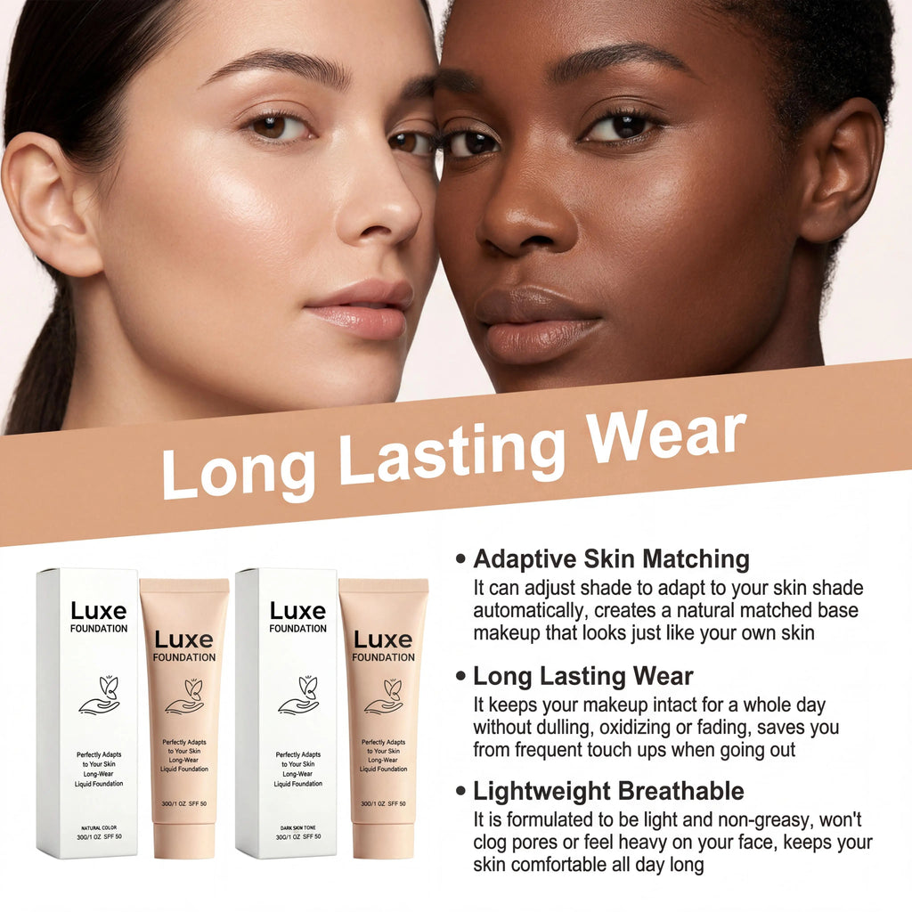 SPF 50 Color Changing Foundation Self Adjusting Adapt Skin Tone Conceal Face Fine Flaws Natural Invisible Skin Pores Makeup Base - Curl and Collar
