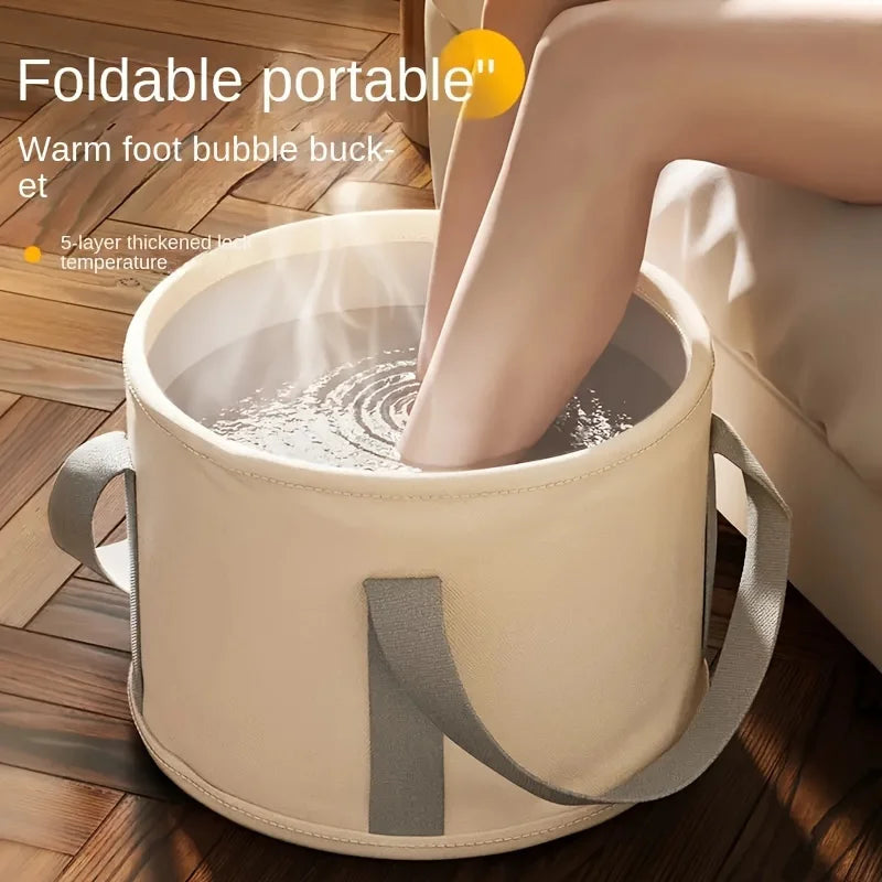 Foldable Foot Soak Bath Tub – Portable Deep Foot Spa Basin with Heat Retention - Curl and Collar