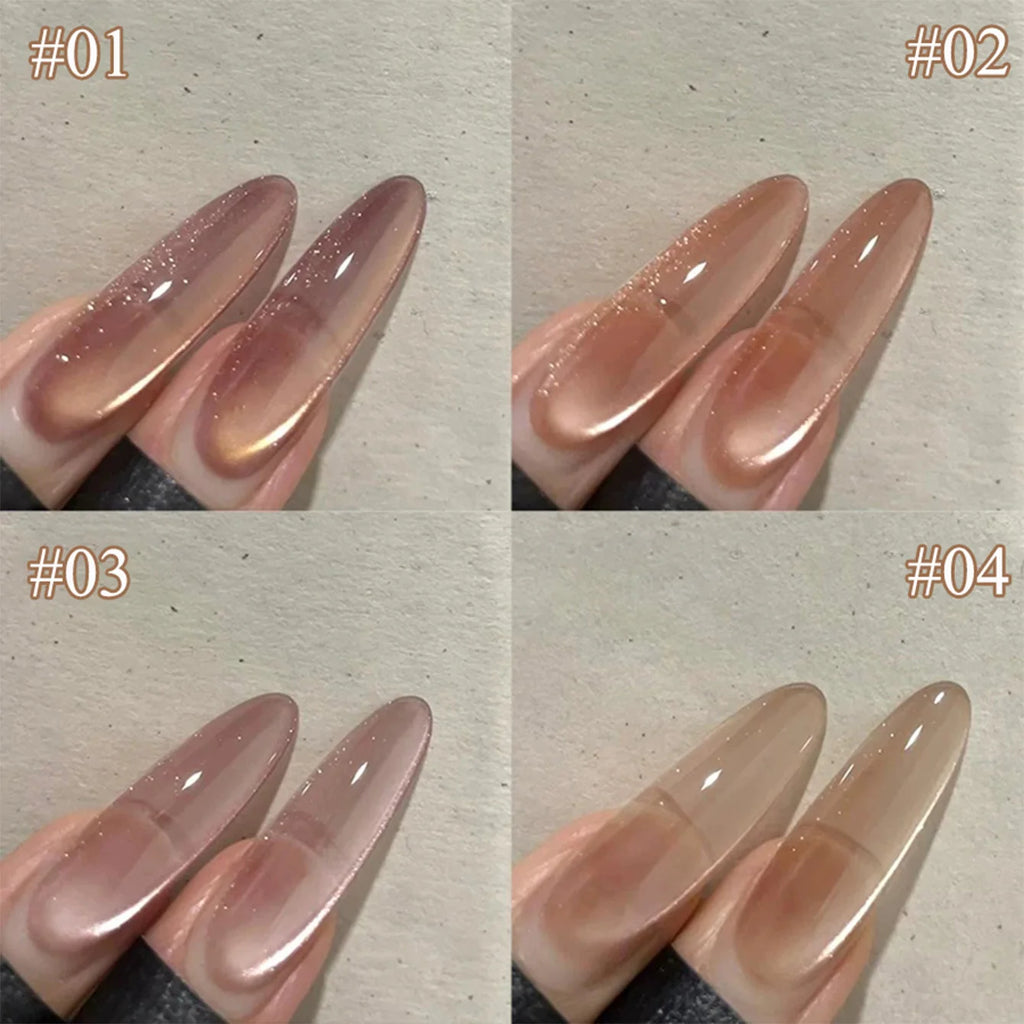 1-12pcs SHAKA Autumn Tanhua Cat Eye Pink Transparent Color Gel Nail Polish 2026 New Simple And Generous Halloween Nail Gel - Curl and Collar