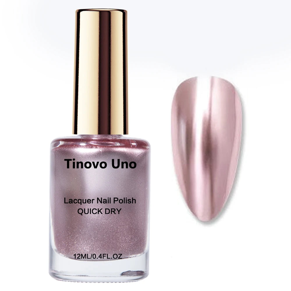 Tinovo Uno Rose Golden Metallic Nail Polish Chrome Nail Strengthener Natural Dry Nail Hardener Growth Products High Shine Finish - Curl and Collar