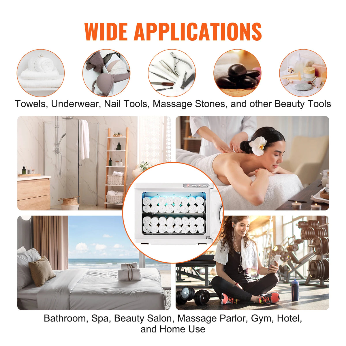 SucceBuy Hot Towel Warmer 8/23L Large Capacity with See Through Window 2-in-1 Quick All-round Heating for Facials SPA Massage Salon - Curl and Collar