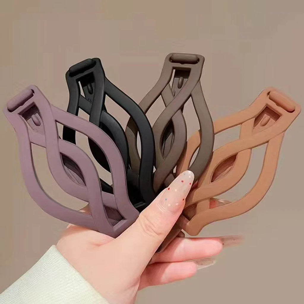 4PCS French Flat Round Hair Clips Vintage Twisted Non-Slip Buckle for Thick Thin Hair Women Girls - Curl and Collar