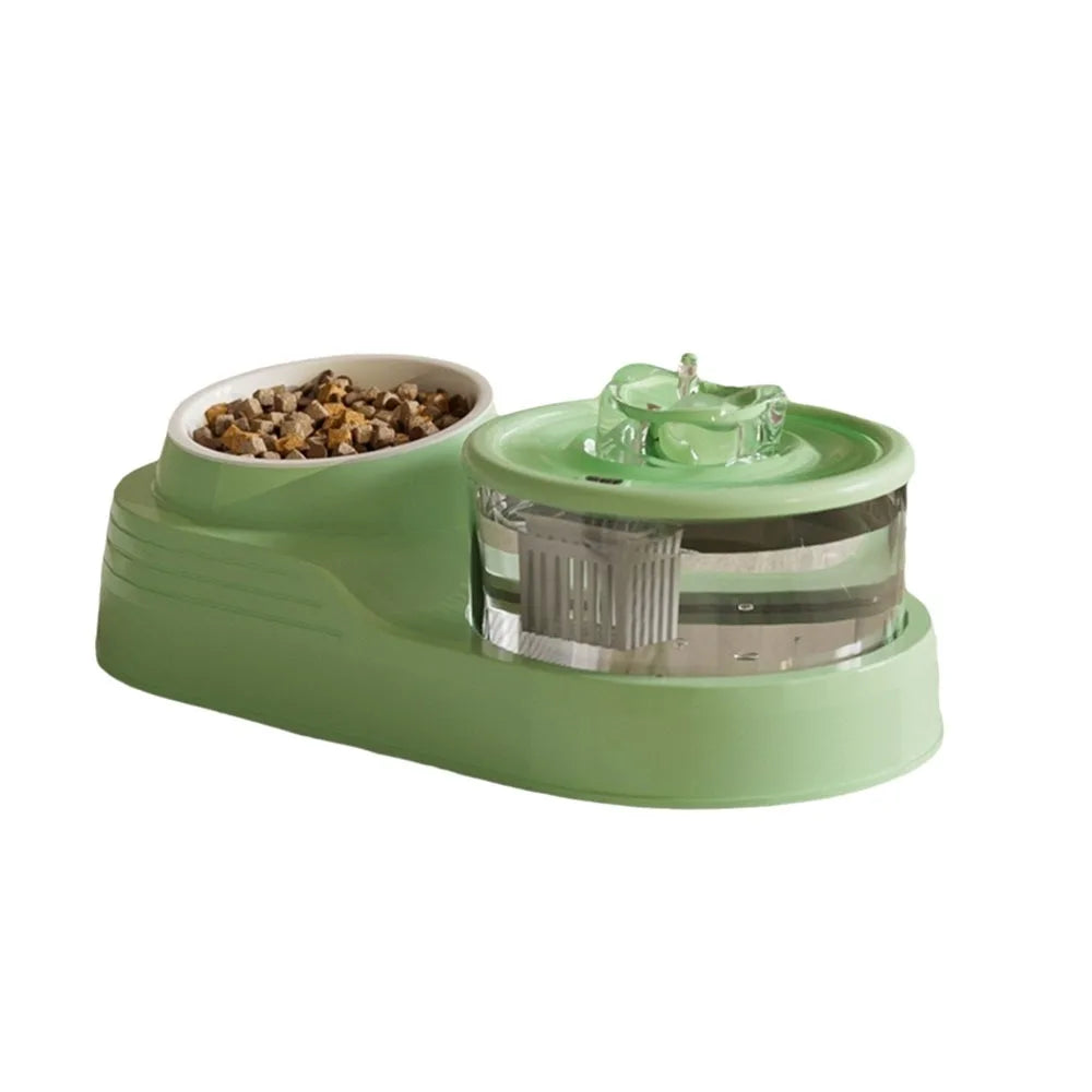 USB Charging 2-in-1 Pets Water Fountain Auto Filter Mute Cat Drinker Bowl Large Capacity Neck Protection Pet Feeder for Home - Curl and Collar