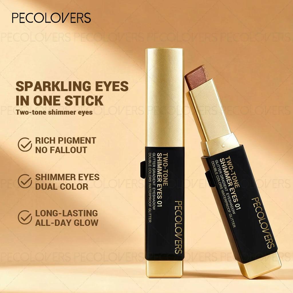6PCS/Set Two-color Push-pull Eye Shadow Stick, Eye Highlight, Lazy Eye Shadow, Two-color Stacking, Waterproof and Sweat-proof, Eye Cosmetics - Curl and Collar