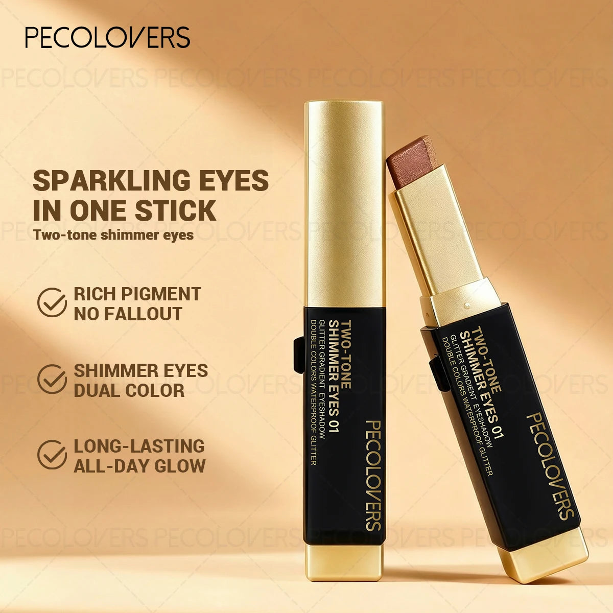 6PCS/Set Two-color Push-pull Eye Shadow Stick, Eye Highlight, Lazy Eye Shadow, Two-color Stacking, Waterproof and Sweat-proof, Eye Cosmetics - Curl and Collar