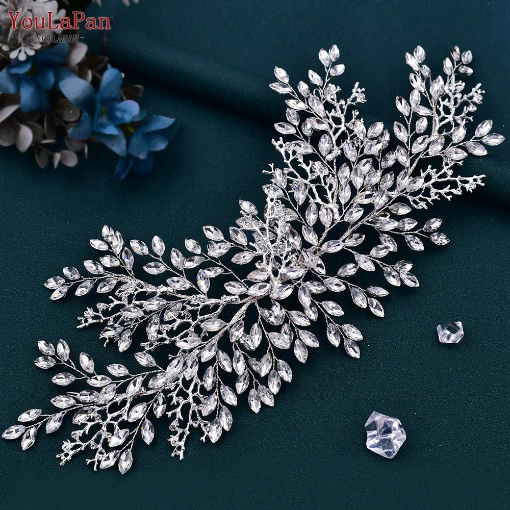 YouLaPan Rhinestone Tiara Bridal Headdress Wedding Hair Accessories Pageant Crown Woman Hair Clip Bridal Hairpin for Party HP254