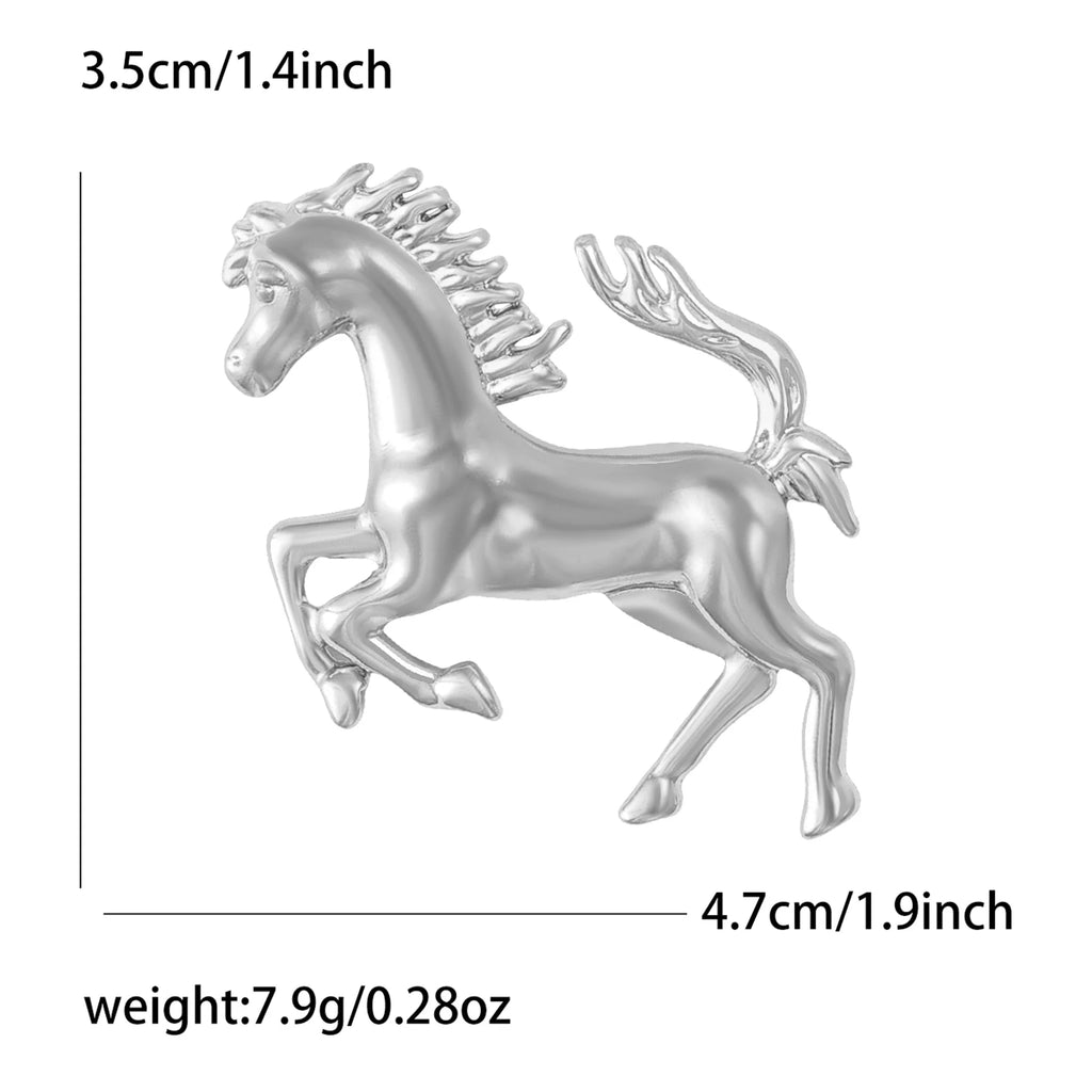 Classic Rhinestone Horse Brooches for Women Enamel Zodiac Animal Pins Office Party Friend New Year Gifts Jewelry Accessories - Curl and Collar