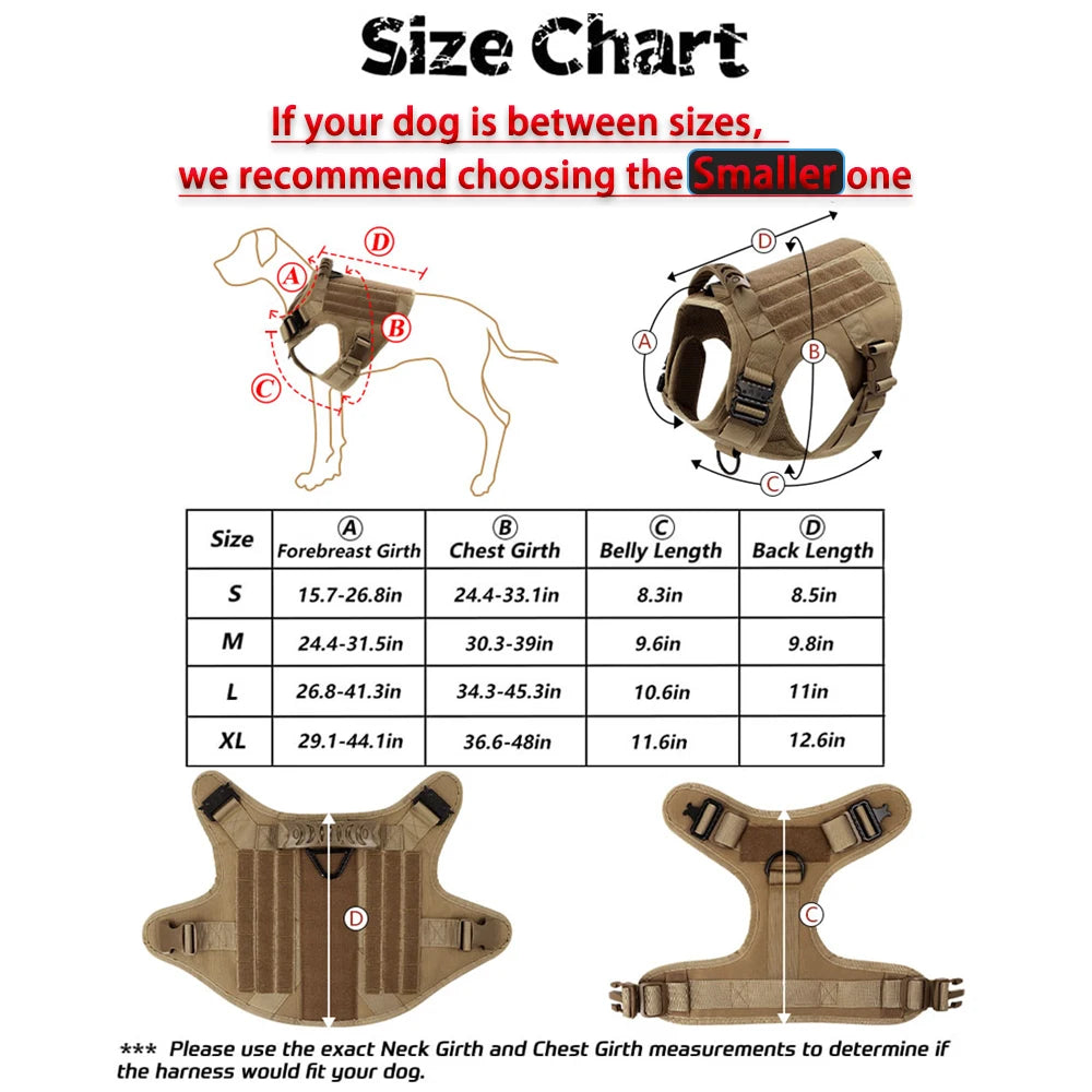 Large Dog Harness And Leash Set Pet German Shepherd Malinois Training Walking Vest Dog Harness And Collar For Medium Large Dogs - Curl and Collar