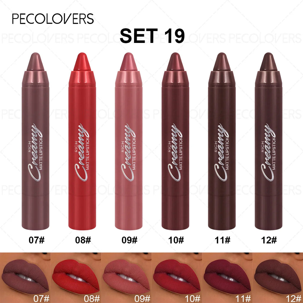 6PCS/SET Creamy Matte Lipstick Kit, 6 Versatile Everyday Lip Shades, Silky Smudge-Proof Lip Crayon, Smooth Glide-On Application, Lightweight Comfortable Wear, Travel-Friendly Beauty Essentials - Curl and Collar