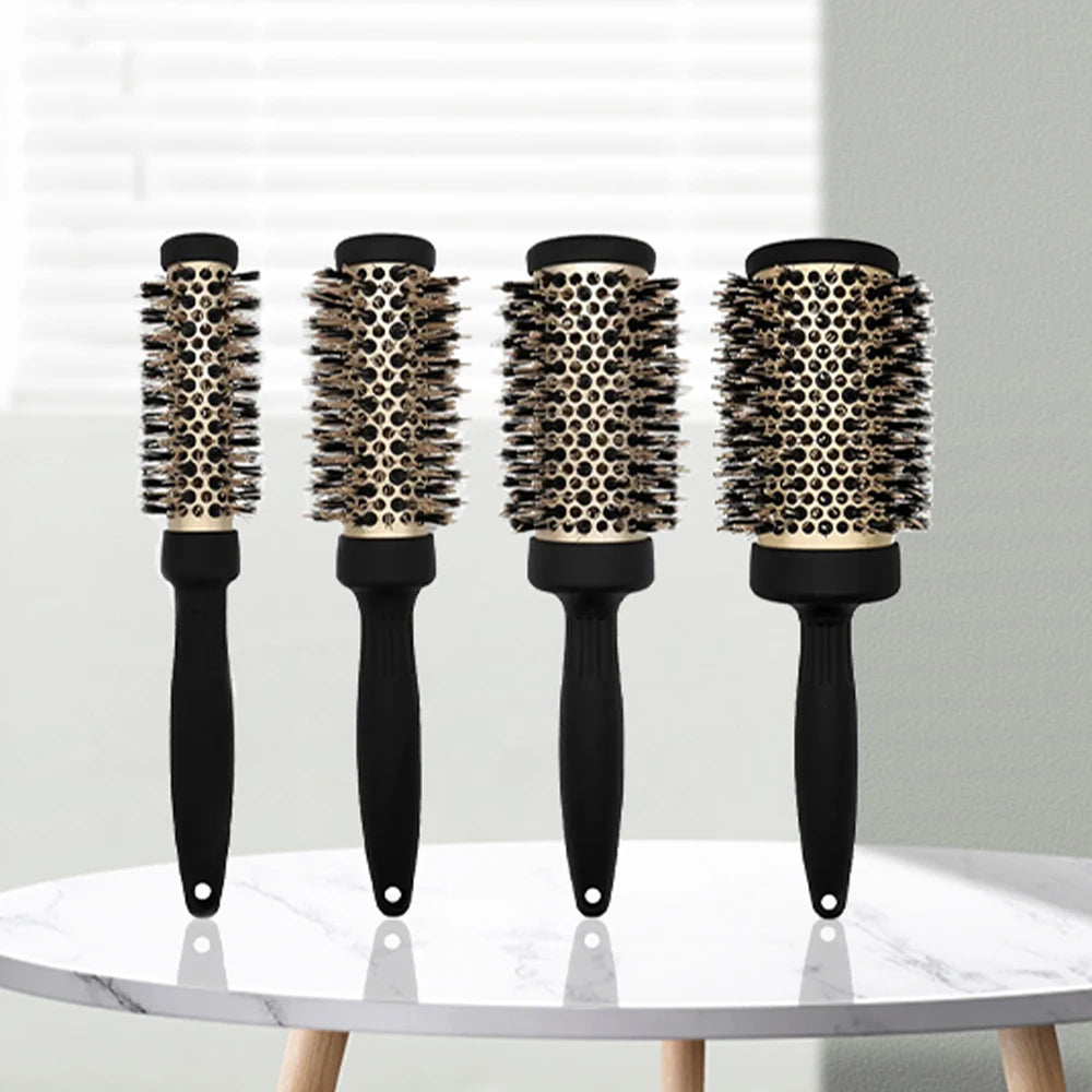 Hair Brush Comb Professional High Temperature Resistant Ceramic Iron Round Comb 5 Sizes For Blow Dry Salon Styling Tools