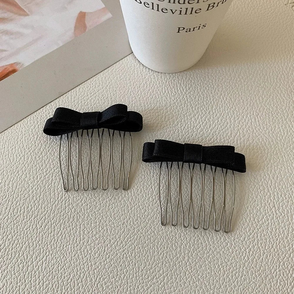 2pcs Korean Inserted Comb Bow Hair Comb Adornment Hair Clip Versatile Simple Anti-skid Curl Bangs Side Top Clip HairAccessoires