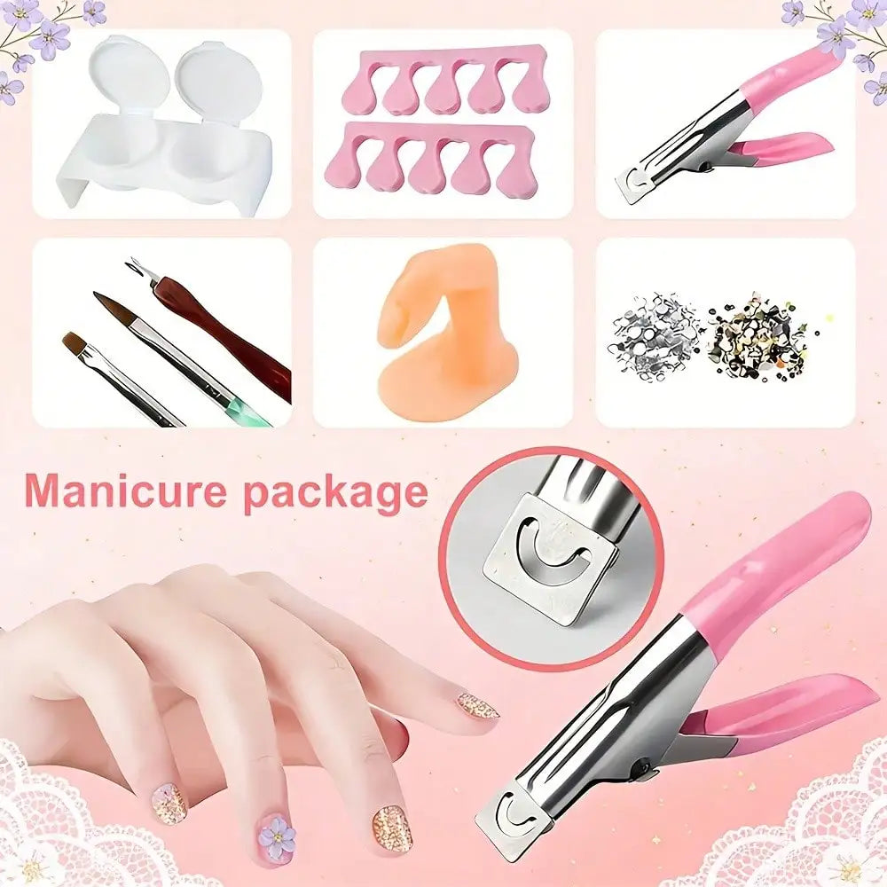 23-in-1 Acrylic Nail Kit for Beginners — Includes 12 Acrylic Powder Colors, Nail Extension Tools, and Various Manicure Tools - Curl and Collar