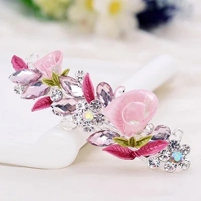 EASYA Fashion Exquisite Crystal Flower Hairpin Enamel Barrettes Girls Hair Accessories Headwear Jewelry For Women Girls