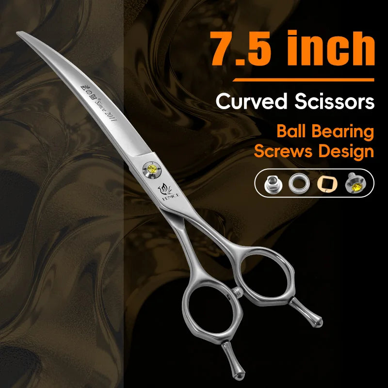 Fenice High-grade JP440C Alloy Steel 7.0/7.5 inch Pet Grooming Scissors Dog Hair Cutting Shears Tool for Pet Groomer Beautician - Curl and Collar