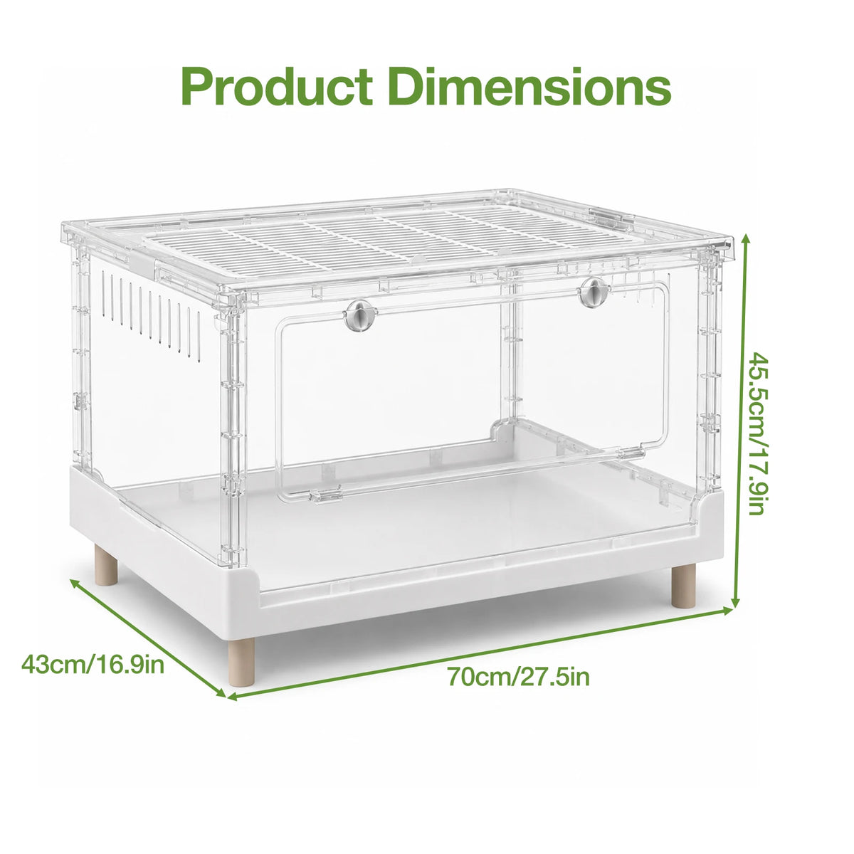 Foldable Acrylic Reptile Terrarium, Clear Ventilation Habitat Cage with Front Opening Door, Portable Collapsible Terrarium Box for Pets, Suitable for Frogs, Amphibians, Reptilians, Arachnids, Tortoises, Hamsters and Small Ani - Curl and Collar