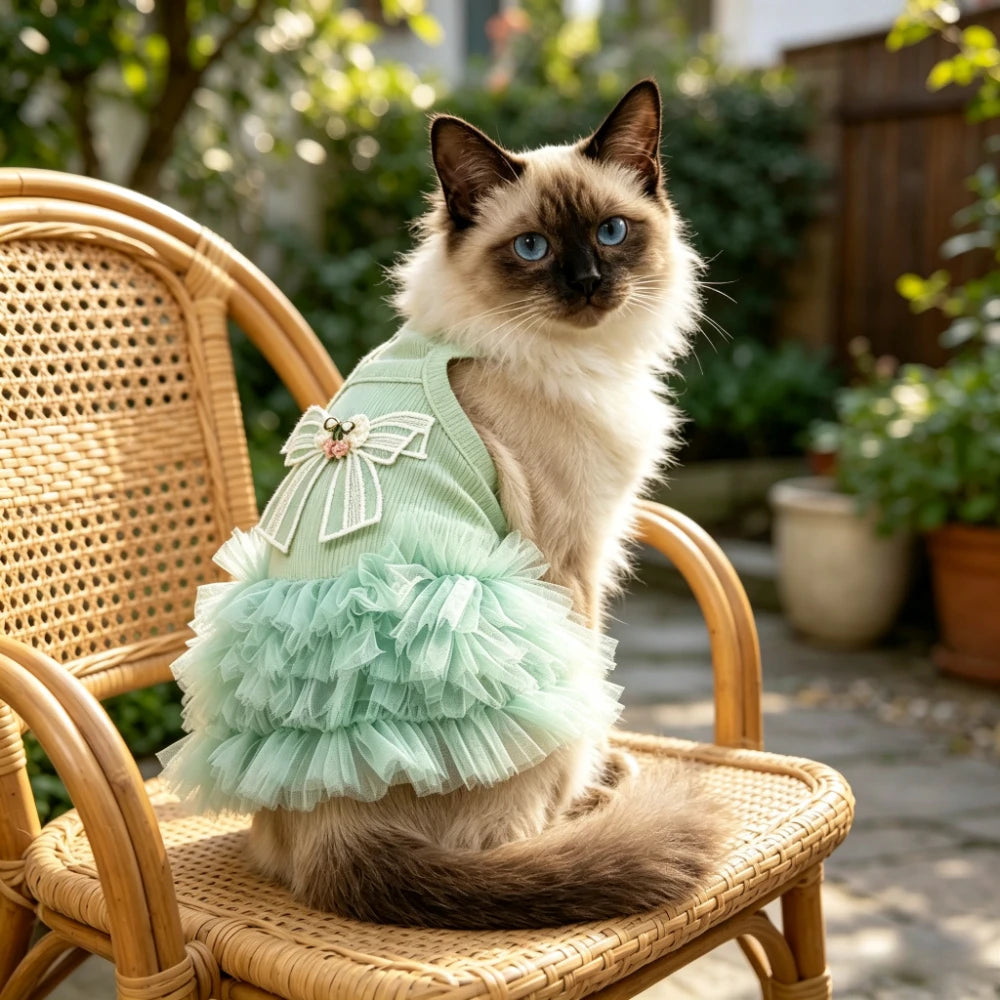 1 Pack Sleeveless Puffy Cute Pet Half Skirt Adorable Princess Dog Skirt Comfortable Pet Apparel Suitable for Small Dogs and Cats - Curl and Collar