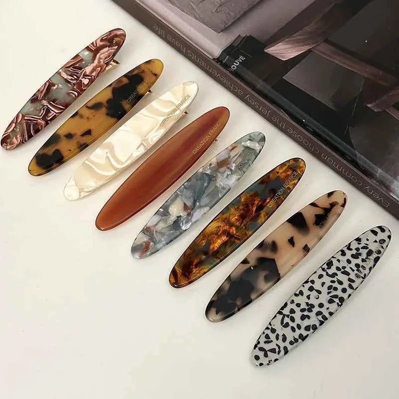 2 Pcs New Simple Acetate Fiber Hairpins,women Oval Geometric Side Clips, Colorful Duckbill Clips, One-word Clip Hair Accessories