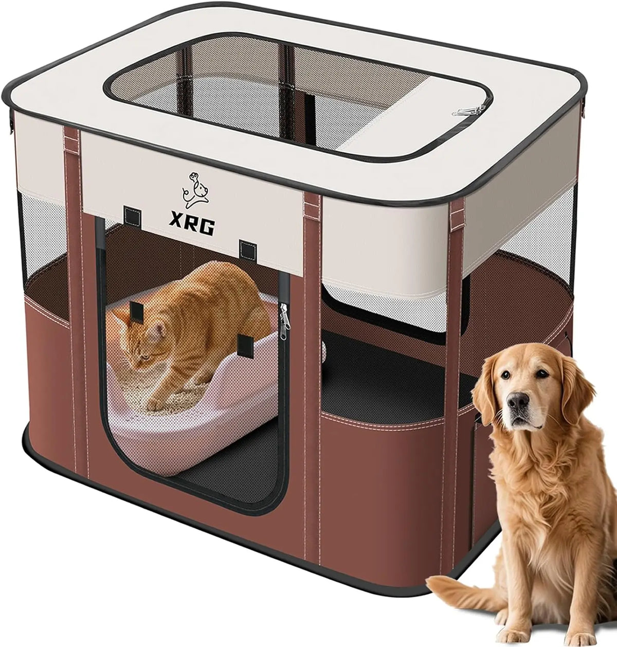 XRG Foldable Pet Cat Playpen,Indoor Cat cage Crates S(27.6"x21.7"x17.7")
