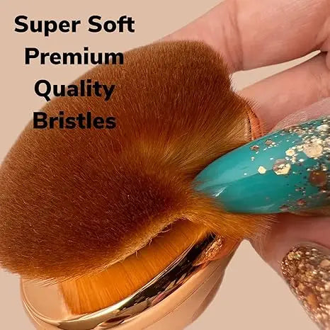 Foundation Brush Palm Makeup SOFT Kabuki Dome Shaped Face Body Shimmer Oil SPF Blush Bronzer Highlighter Blending Self-Tanner Buffing Liquid Powder Cream Streak-Free Cosmetic Application -Rose Gold - Curl and Collar