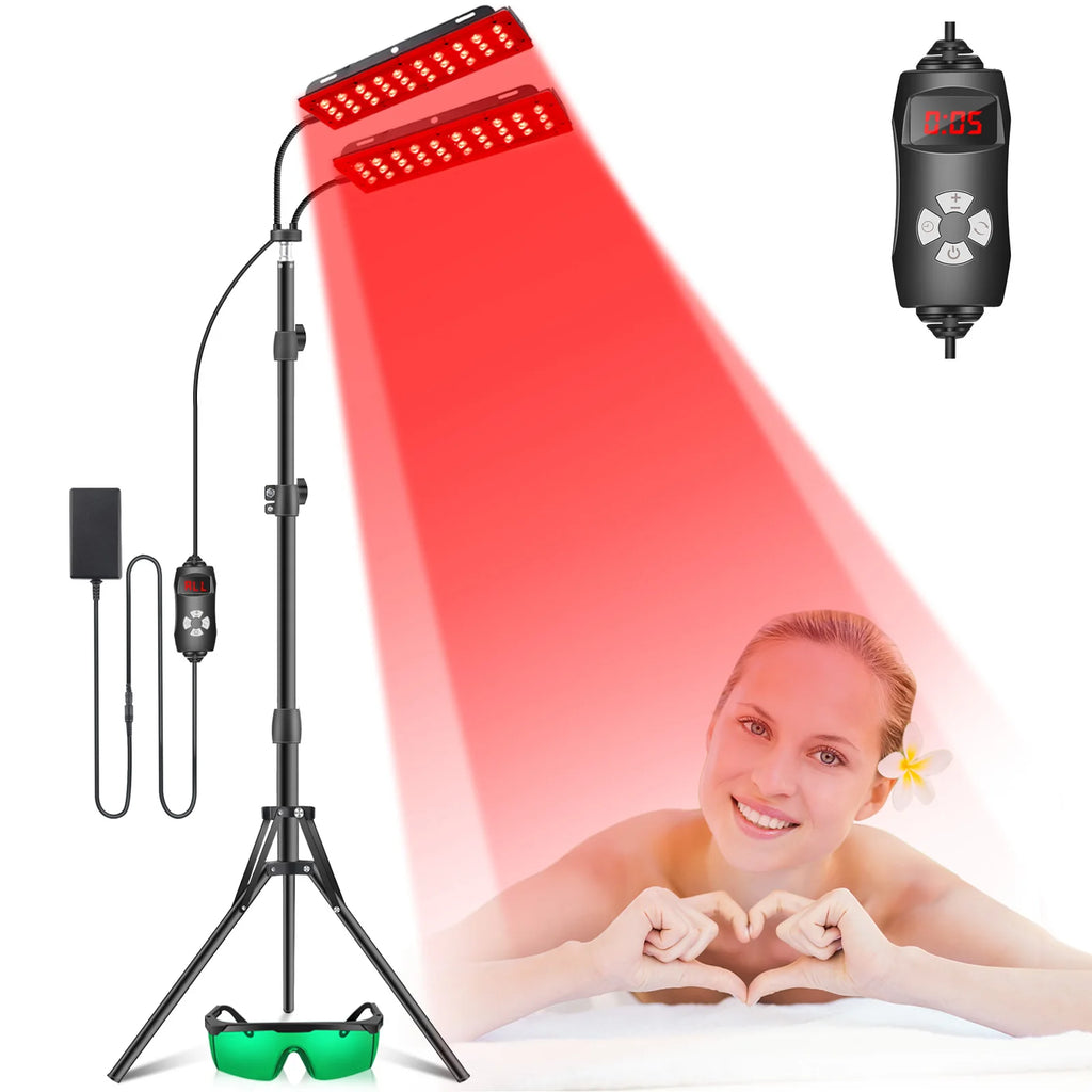 Astarexin Red Light Therapy Panel, 660nm & 850nm Dual-head Infrared LED Light Lamps for Full Body Use, Home Light Device for Face, Body & Daily Wellness - Curl and Collar