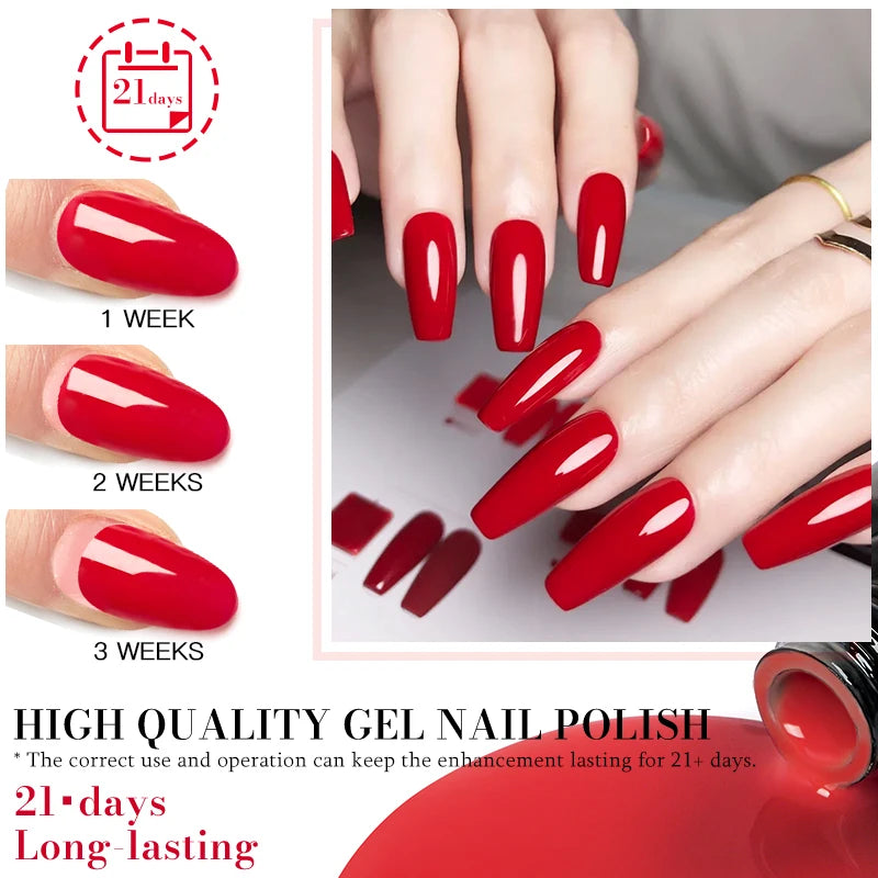 MTSSII 12pcs Gel Nail Polish Set Nude Pink Red Glitter Semi Permanent Soak Off UV Gel Varnish Manicure Kit Nail Supplies DIY - Curl and Collar
